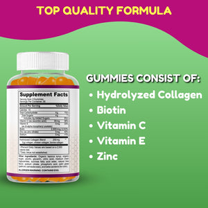 Lime collagen biotin gummies displayed with clean label details for hair skin nails and everyday wellness support deta