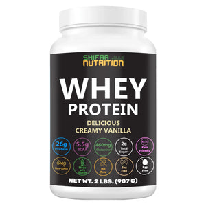 Halal Whey Protein Powder, 26g Protein for Adults – 21 Servings – Creamy Vanilla - SHIFAA NUTRITION