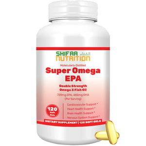 Halal Super Omega-3 2000mg Soft Gels, 720mg EPA & 480mg DHA – 60-Day Supply - SHIFAA NUTRITION