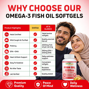 halal omega 3 capsules fish oil supplement epa dha support daily use 120 softgels 60 servings