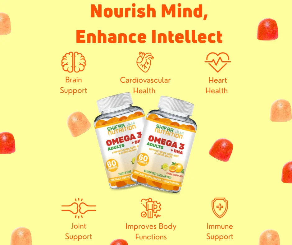 Omega 3 + DHA Gummies For Adults - SHIFAA NUTRITION