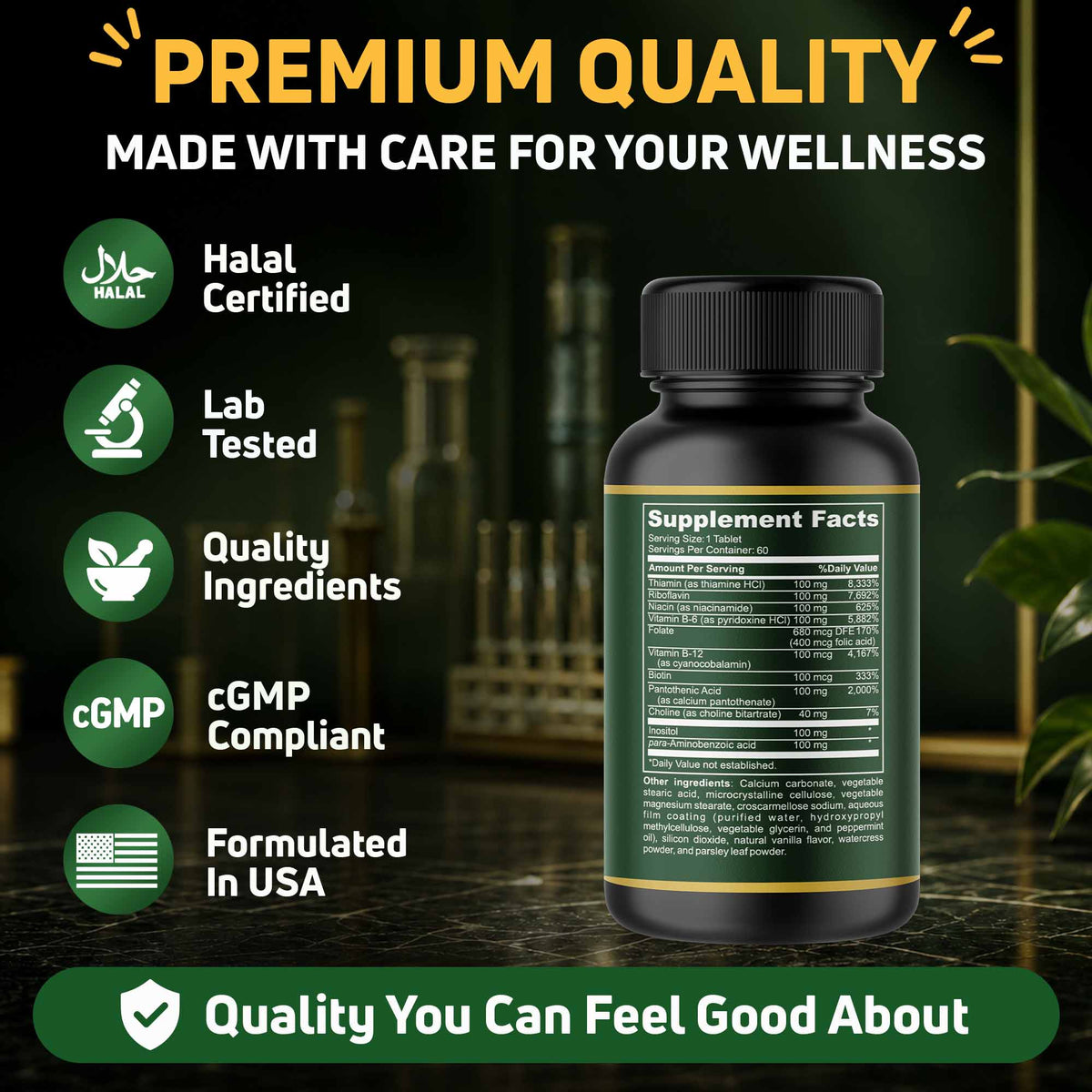b complex supplement vitamin b12 folate b6 thiamine riboflavin niacin biotin choline inositol