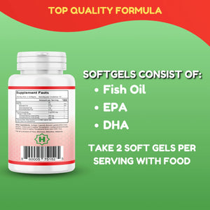 Halal Omega 3 Fish Oil for Adults, 2000mg – 50 Days Supply – Heart & Brain Support - SHIFAA NUTRITION