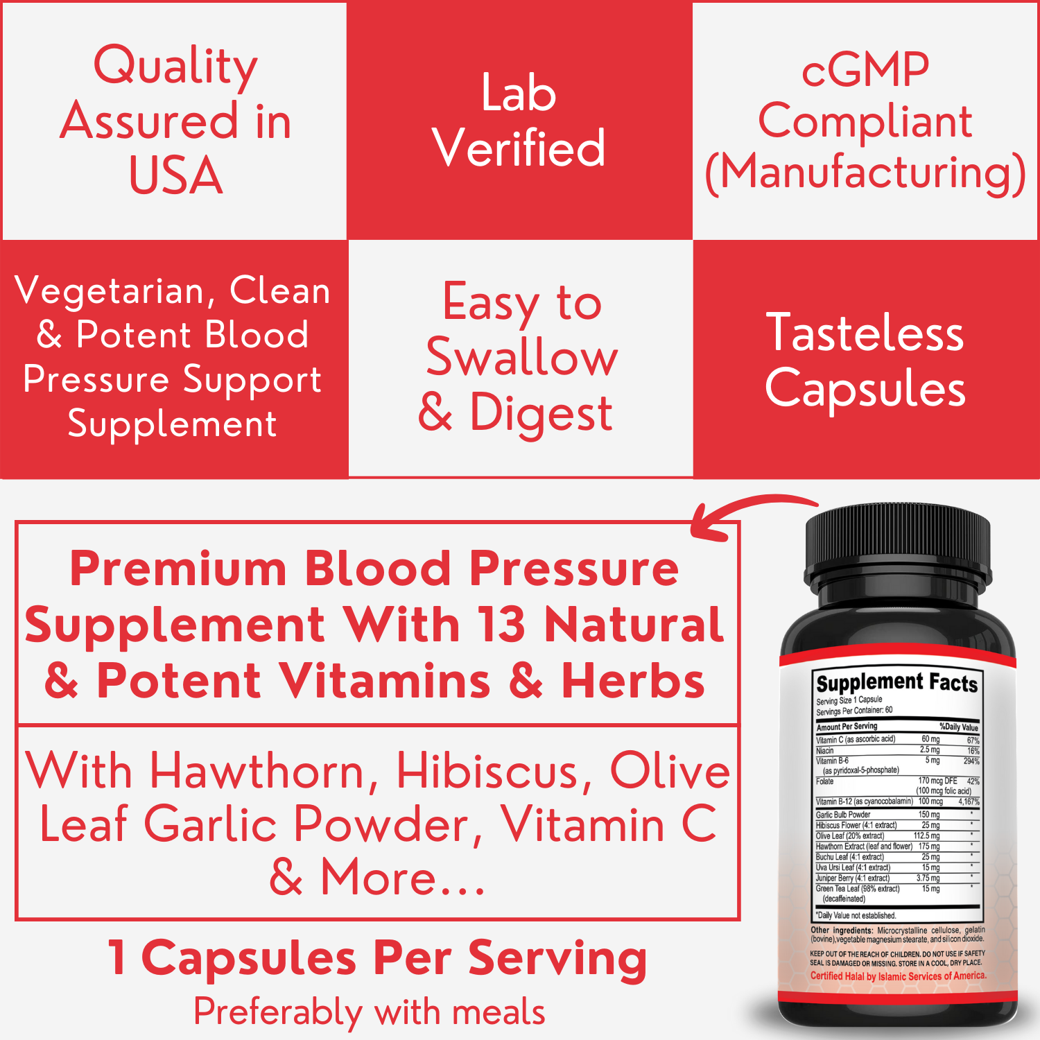Pack Of 3 - Halal Blood Pressure Support Capsules