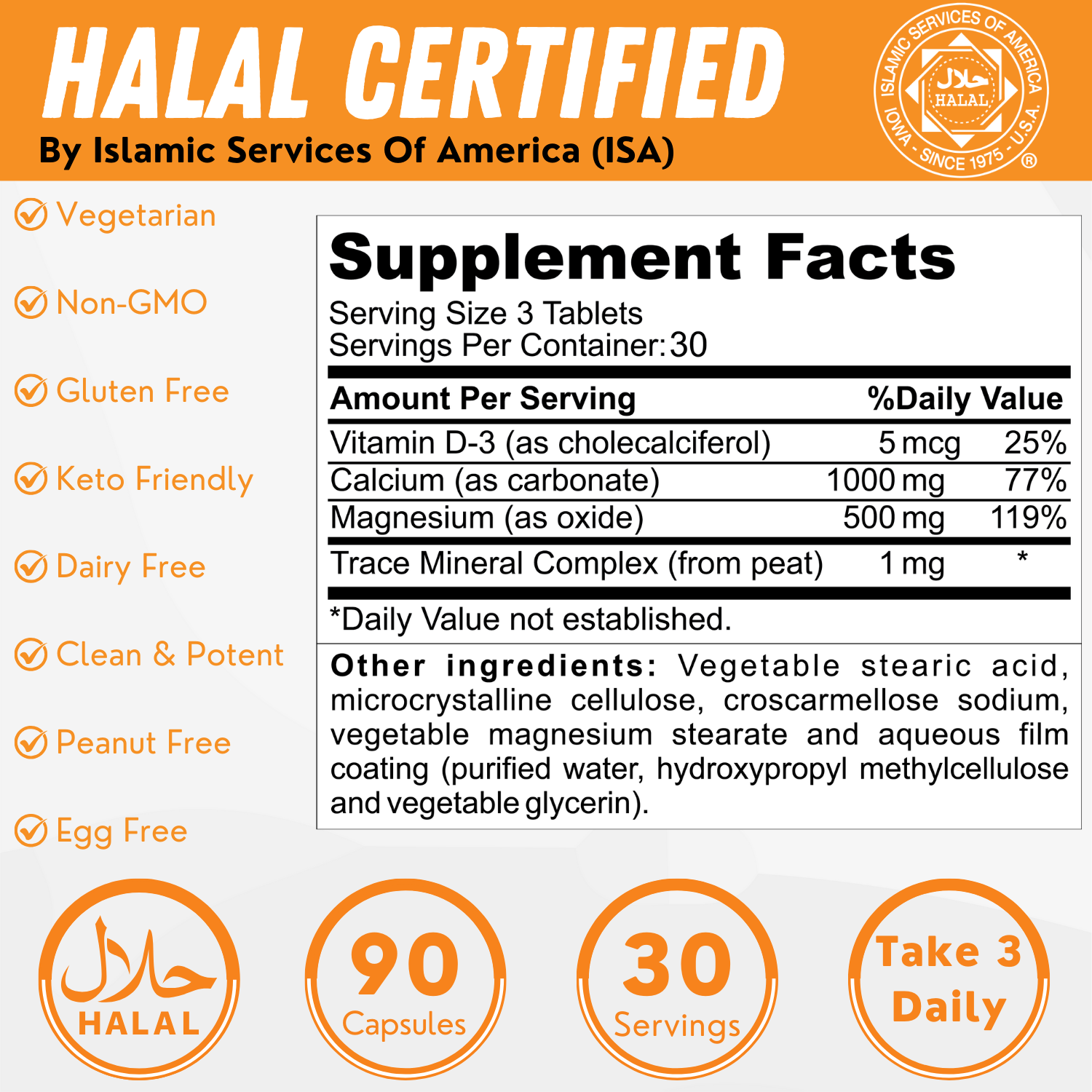 Pack Of 3 - Halal Calcium Magnesium Tablets