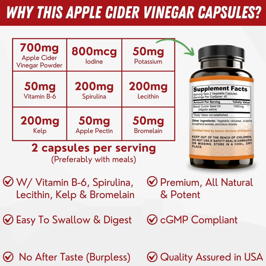 Halal Apple Cider Vinegar Apple Cider Vinegar Capsules SHIFAA NUTRITION