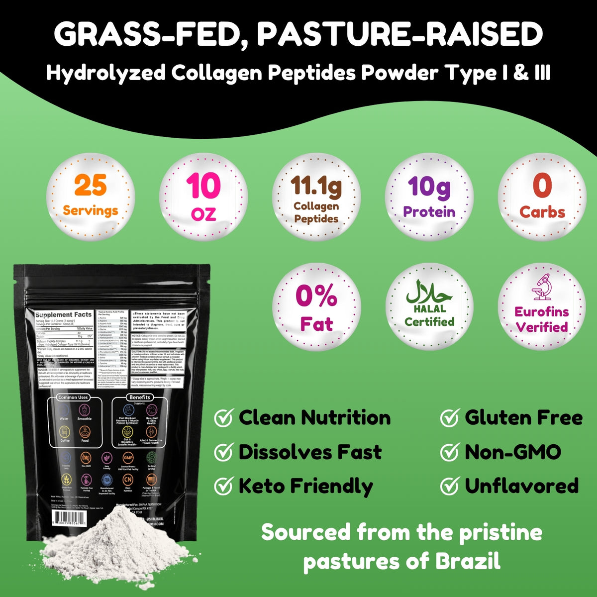 Unflavored collagen powder mixes into coffee smoothies yogurt and water