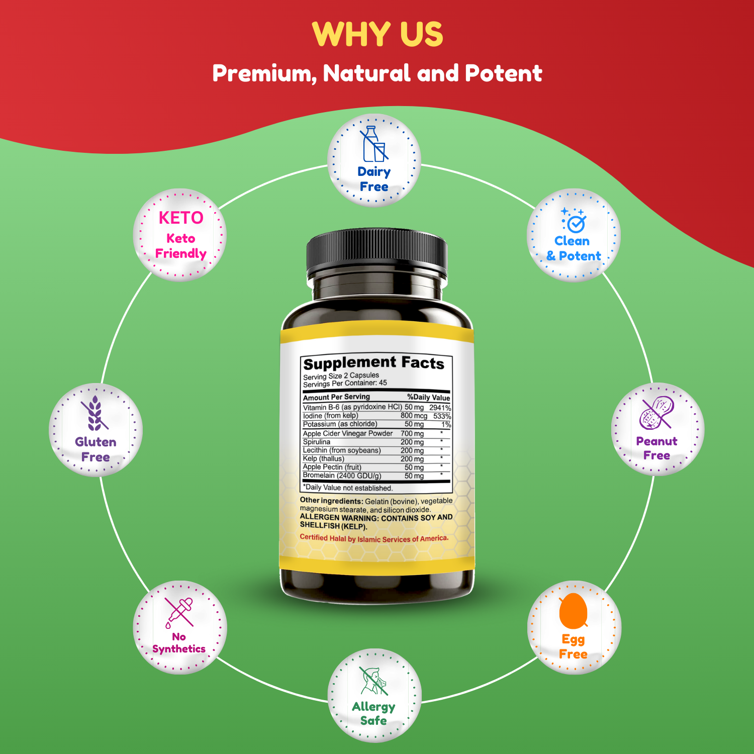 Pack Of 3 - Halal Apple Cider Vinegar Capsules