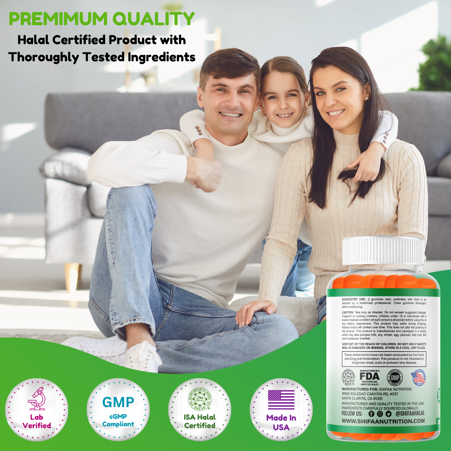 Pack of 3 - Halal Fiber Gummies for Adults & Kids