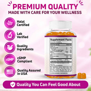 SHIFAA NUTRITION halal collagen biotin gummies packaged in USA with carefully sourced global ingredients and clean nutrition