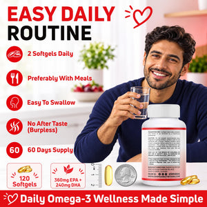 fish oil capsules daily supplement immune heart support purified oil 120 softgels 60 servings