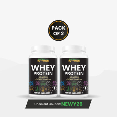 Pack of 2 - Halal Whey Protein Powder, 26g Protein for Adults – 21 Servings – Creamy Vanilla