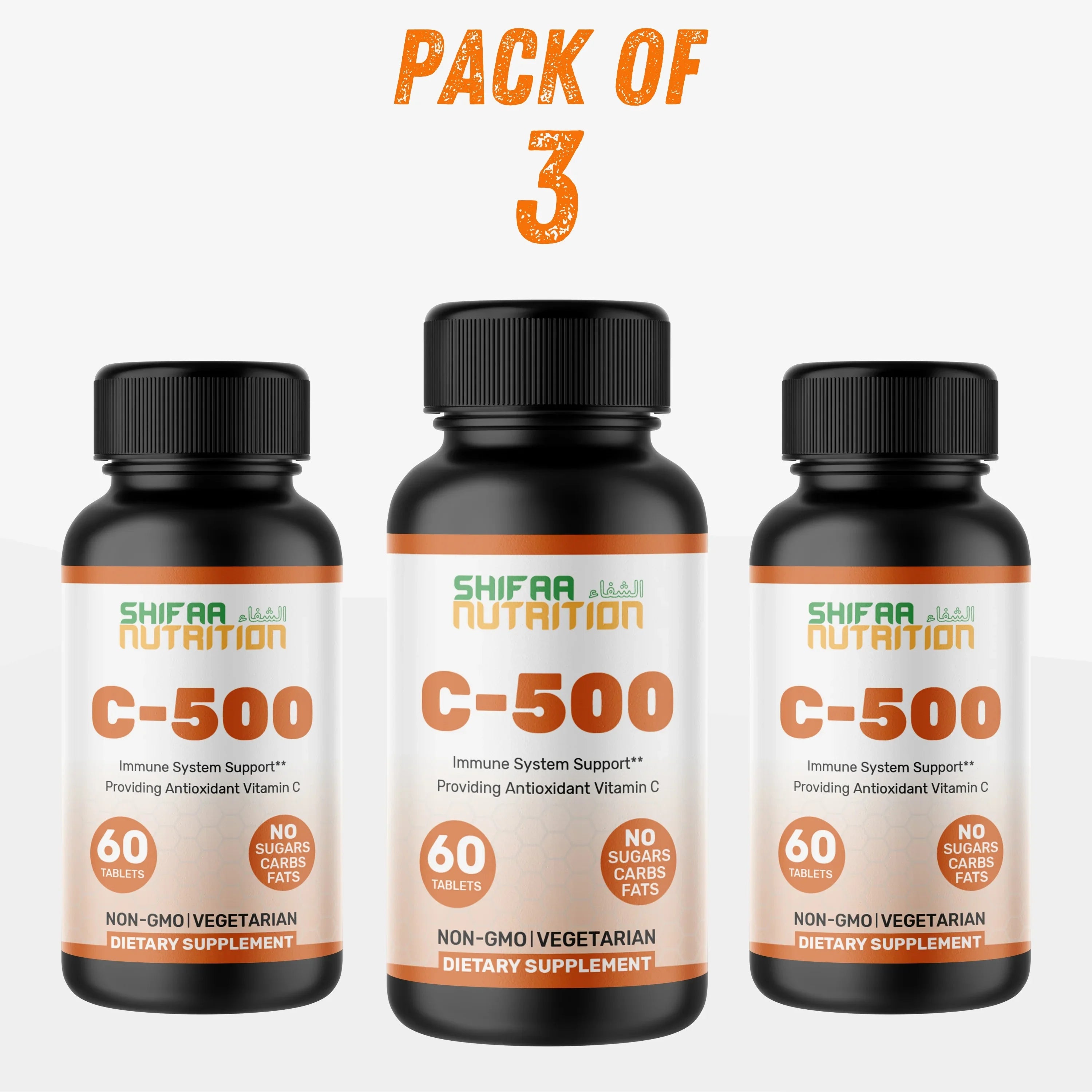 Pack Of 3 - Halal Vitamin C 500mg with Rose Hips Tablets